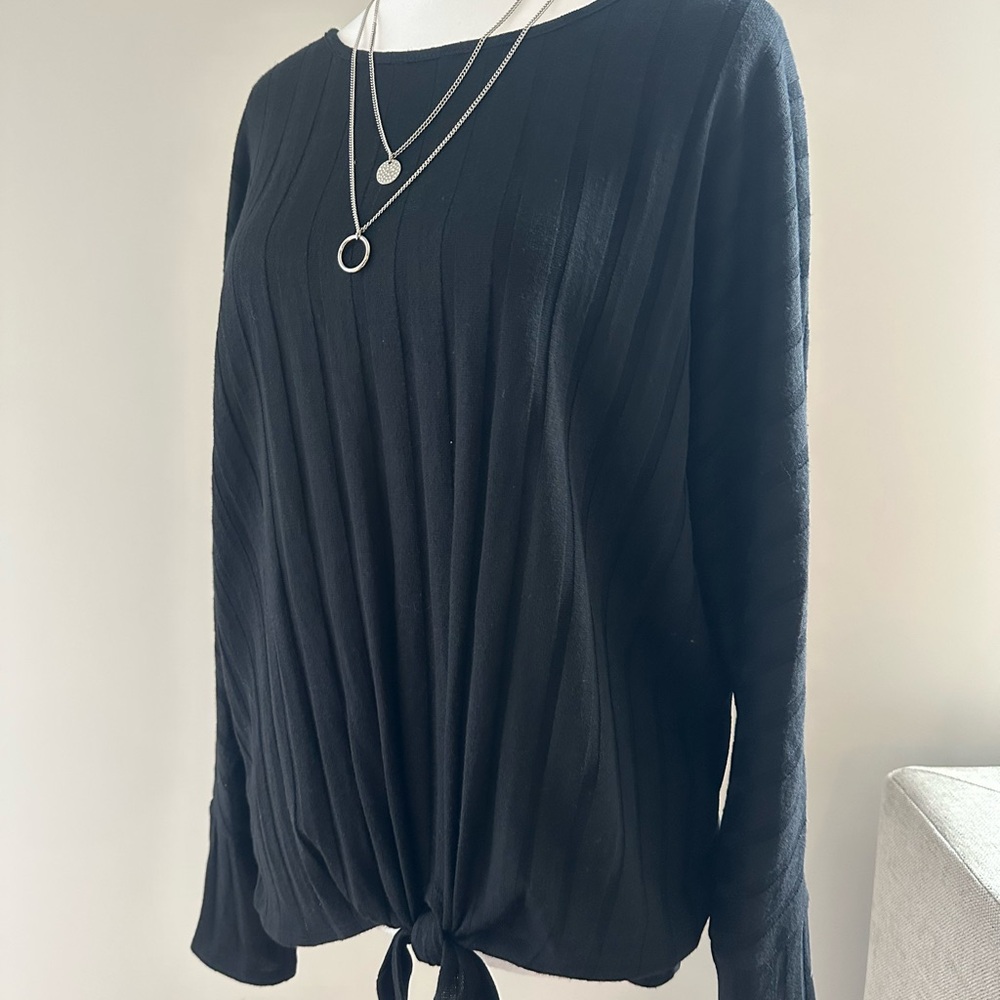 BCX Women's Black Ribbed Sweater